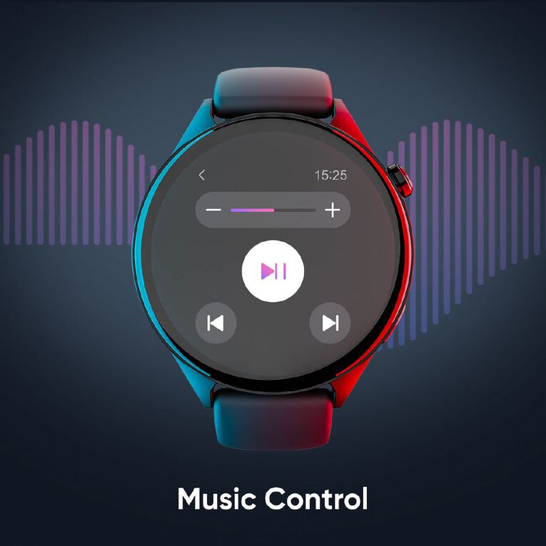 Ryze Wave Smart Watch With MP3 Storage (Lilac + Black), , hi-res