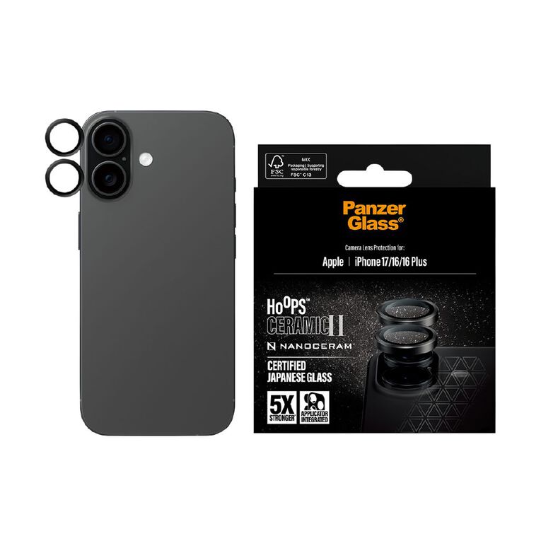 PanzerGlass Hoops Ceramic Camera Lens Protector for iPhone 17, , hi-res