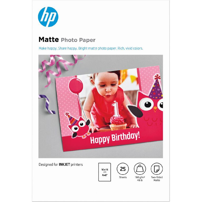 HP Matte FSC 180gsm  Photo Paper 25 pack (4x6in), , hi-res