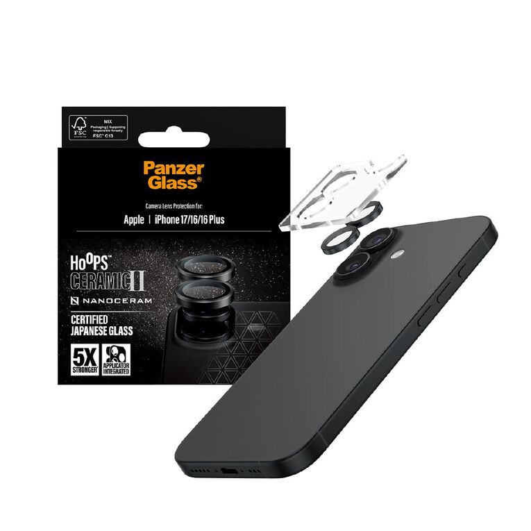 PanzerGlass Hoops Ceramic Camera Lens Protector for iPhone 17, , hi-res
