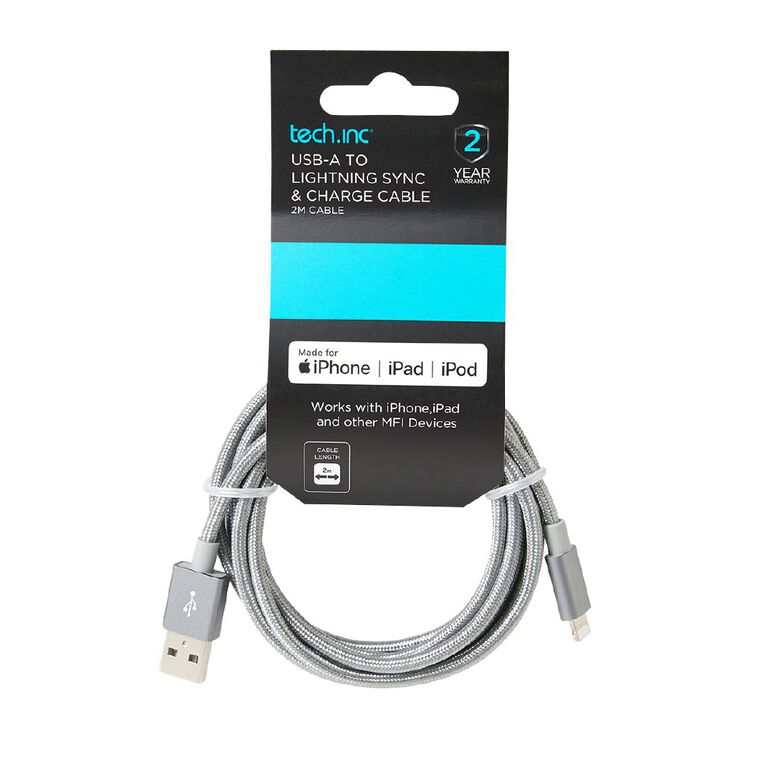 Tech.Inc Lightning Cable Steel 2m Noel Leeming