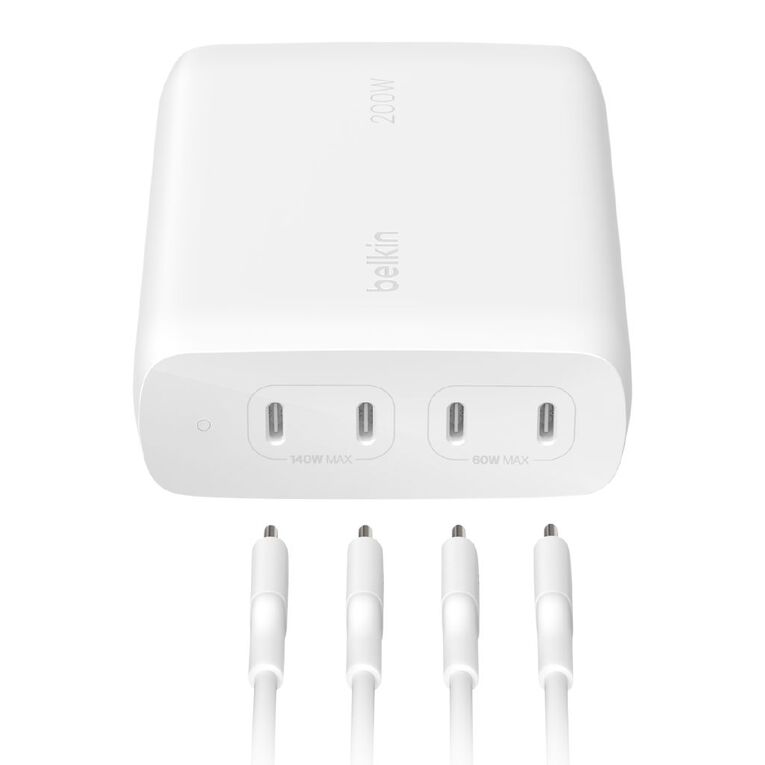 Belkin BoostCharge Pro 200W 4-Port USB-C Charger GaN (140 + 60W) - White, , hi-res