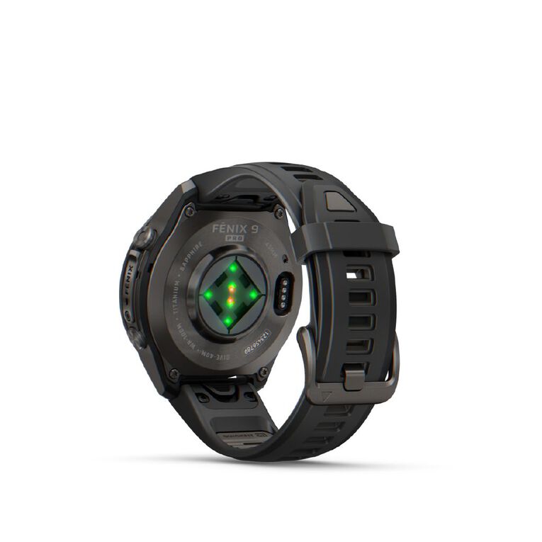 Garmin Fenix 9 Pro 43mm AMOLED - Carbon Grey DLC Titanium With Black/Pebble Grey Silicone Band, , hi-res