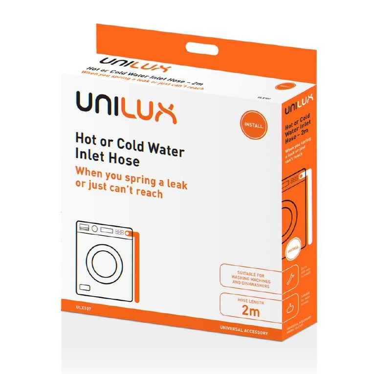 Unilux Hot or Cold Water Inlet Hose (2m), , hi-res