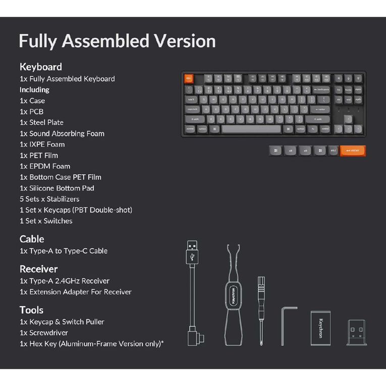Keychron K8 Max QMK Wireless Mechanical Keyboard, Fully Assembled (Hot-Swappable), RGB Backlight - Red Super Switch, , hi-res