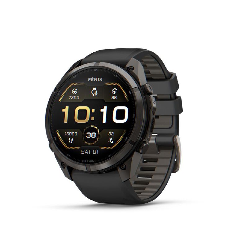 Garmin Fenix 9 Pro 51mm AMOLED - Carbon Grey DLC Titanium With Black/Pebble Grey Silicone Band, , hi-res