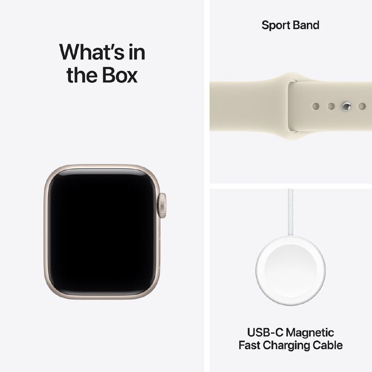 Apple Watch SE 3 Cellular 40mm Starlight Aluminium Case with Sand Sport Band S/M, , hi-res