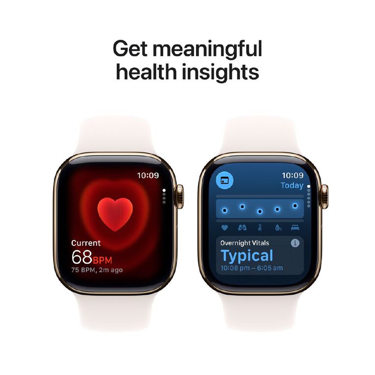 Apple Watch Series 11 Cellular 42mm Gold Titanium Case with Light Blush Sport Band S/M, , hi-res