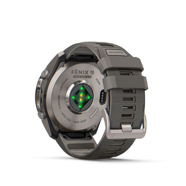 Garmin Fenix 9 Pro 51mm Solar - Titanium With Pebble Grey Silicone Band, , hi-res