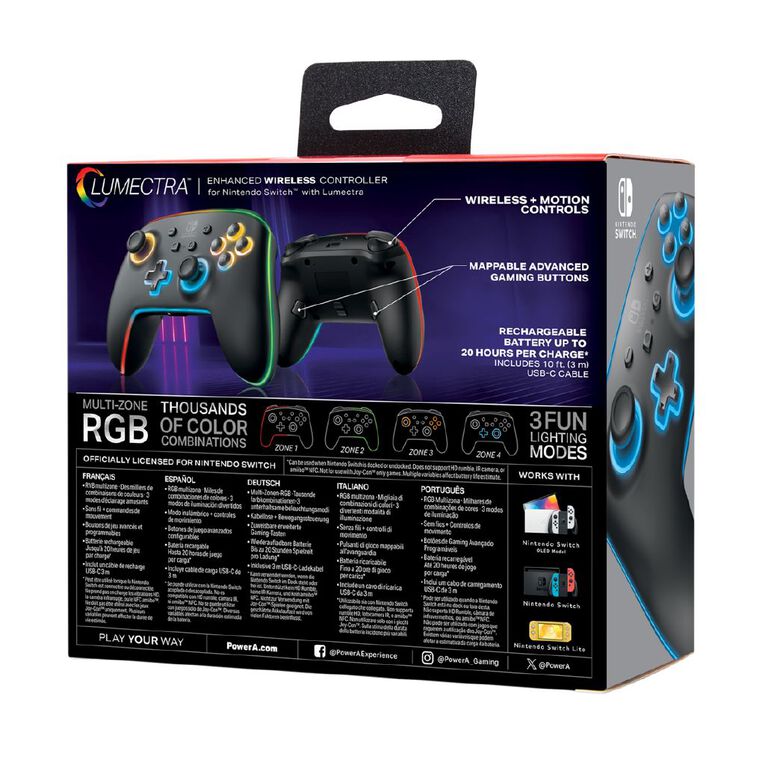 PowerA Enhanced Wireless Controller for Nintendo Switch with Lumectra - Black LED, , hi-res