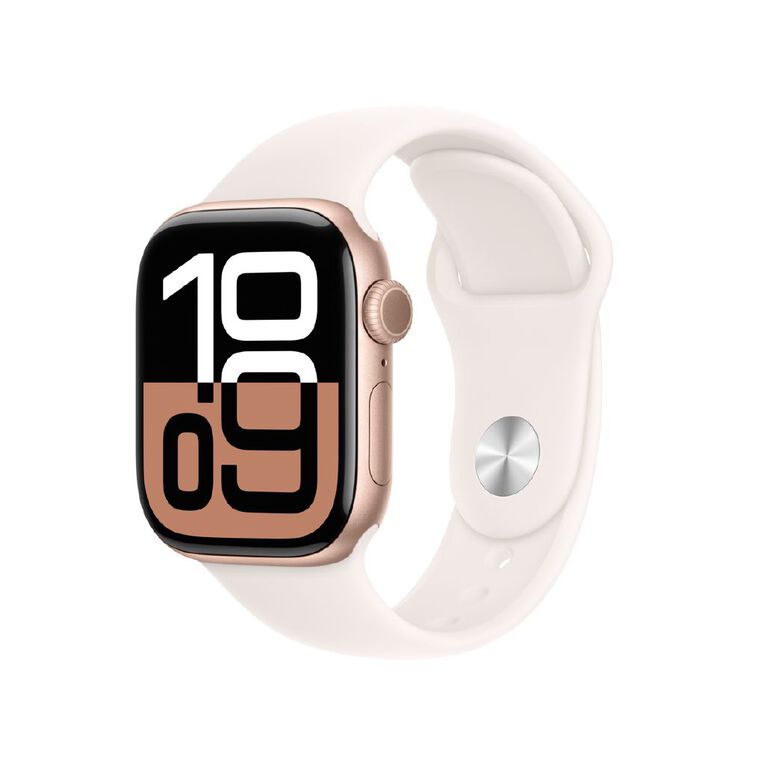 Apple Watch Series 10 GPS 42mm Rose Gold Aluminium Case with Light Blush Sport Band S/M, , hi-res
