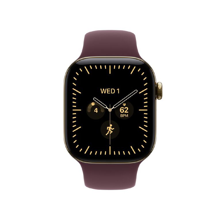 Apple Watch Series 12 Cellular 42mm Radiant Gold Titanium Case with Burgundy Sport Band S/M, , hi-res