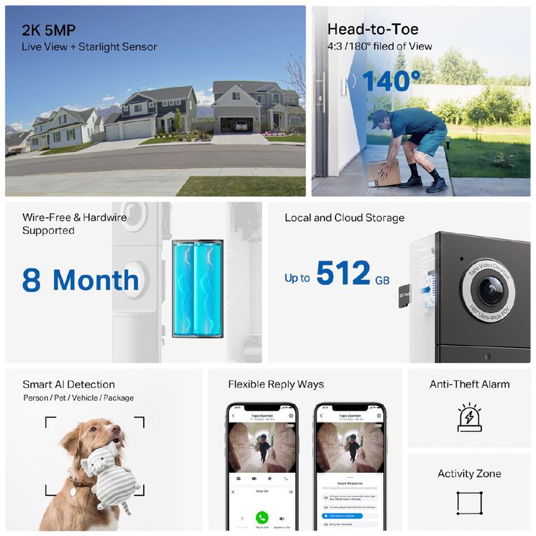 TP-Link Tapo D235 Video Doorbell Camera, , hi-res