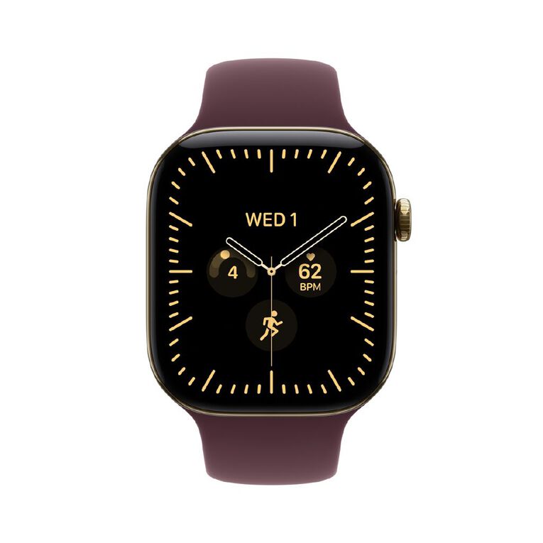 Apple Watch Series 12 Cellular 46mm Radiant Gold Titanium Case with Burgundy Sport Band M/L, , hi-res