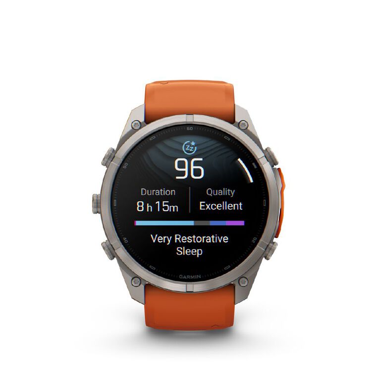 Garmin Fenix 9 Pro 51mm AMOLED - Titanium With Autumn Orange/Spark Orange Silicone Band, , hi-res
