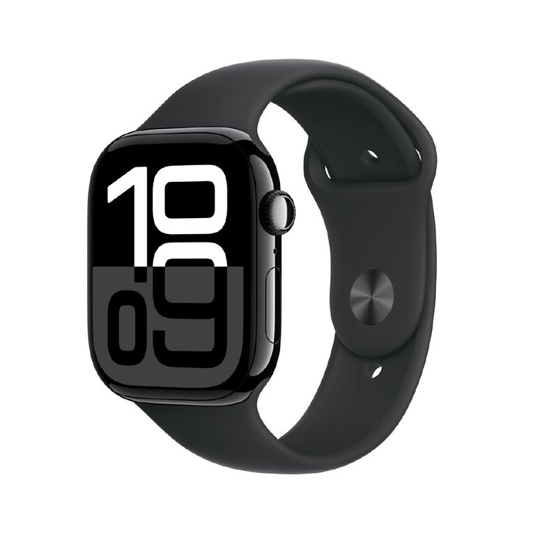 Apple Watch Series 10 GPS 46mm Jet Black Aluminium Case with Black Sport Band M/L, , hi-res