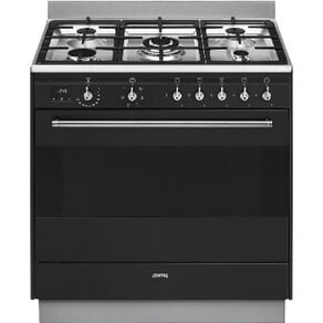 Smeg 90cm Anthracite Freestanding Oven With Gas Cooktop & Digi Screen