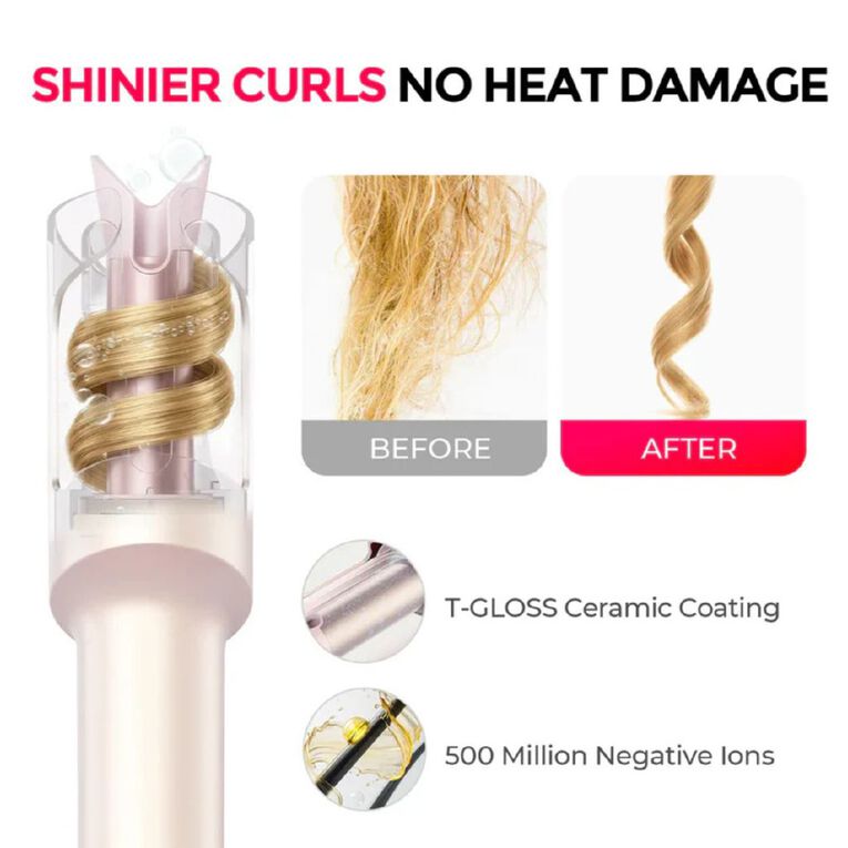 TYMO CurlPro Auto-Rotating Hair Curler Pink, , hi-res