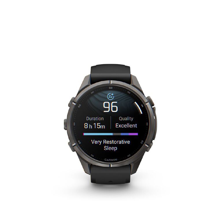 Garmin Fenix 9 Pro 43mm AMOLED - Carbon Grey DLC Titanium With Black/Pebble Grey Silicone Band, , hi-res
