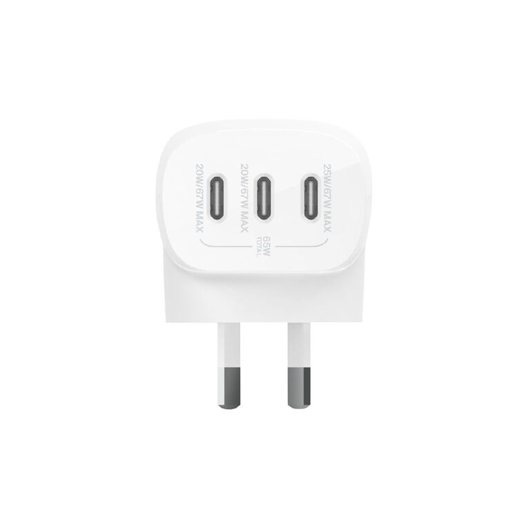 Belkin 3-Port 67W USB-C Wall Charger - White, , hi-res