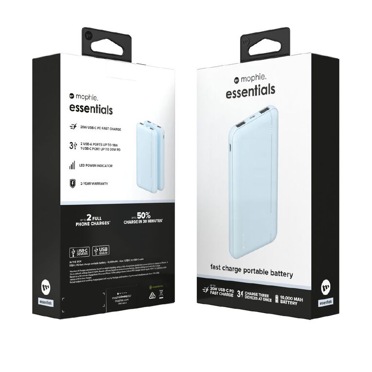 Mophie Essential 10K 20W Power Bank - Blue, , hi-res