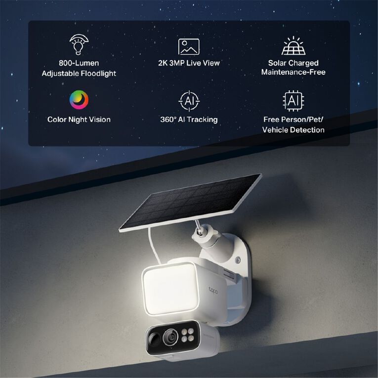 TP-Link Tapo C615F Kit Solar Powered Floodlight Pan/Tilt Security Camera Kit, , hi-res