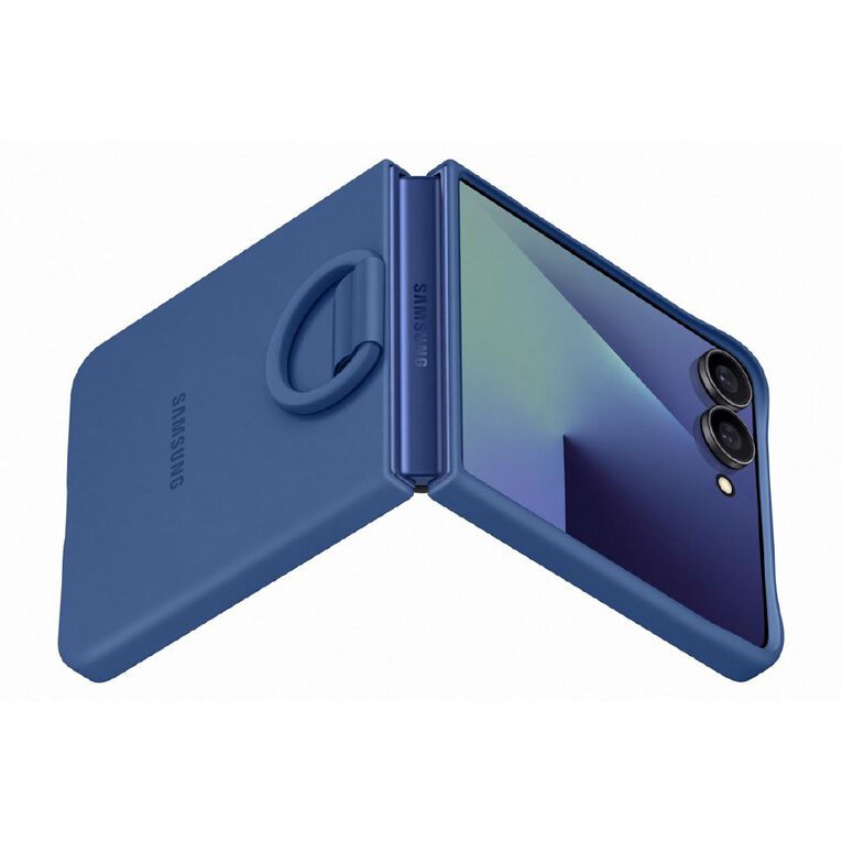 Samsung Z Flip7 Silicone Case With Ring - Navy, , hi-res