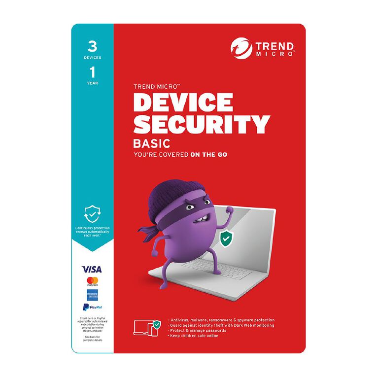Trend Micro Device Security Basic 3 Device 1 Year Subscription, , hi-res