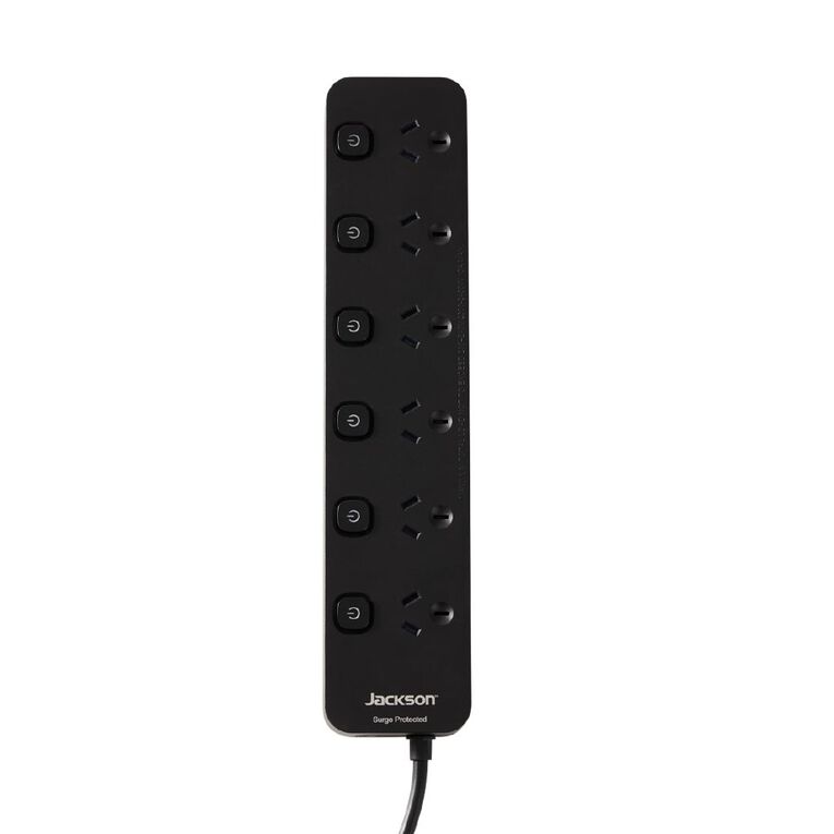 Jackson 6 Outlet Surge Protector with Master Switch - Black, , hi-res