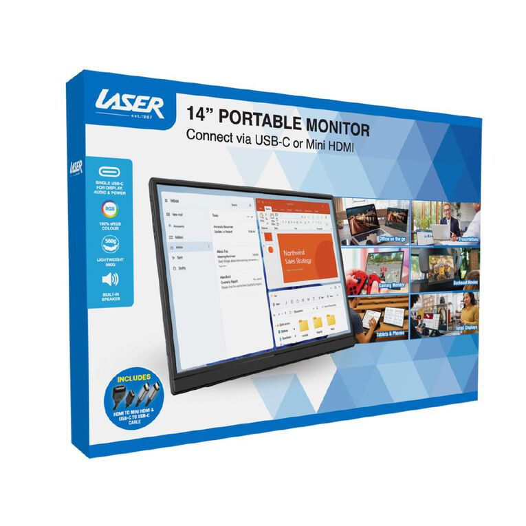 Laser 14" USB-C Full HD Portable Monitor, , hi-res