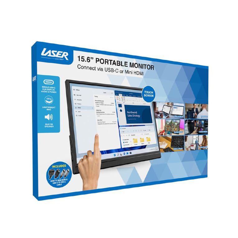 Laser 15.6" Full HD Portable Monitor with Touch Screen, , hi-res