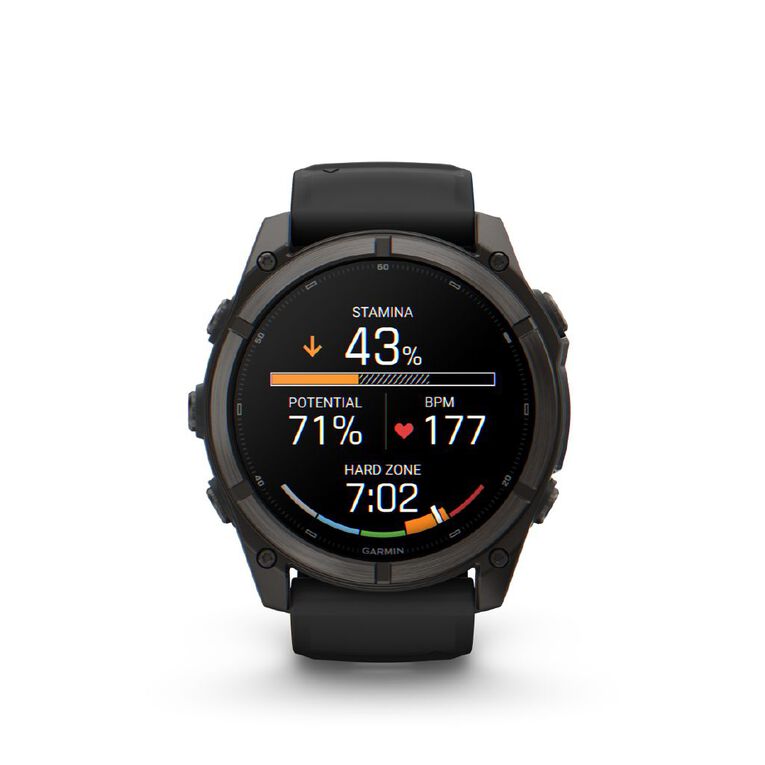 Garmin Fenix 9, 51mm, Carbon Grey DLC Titanium With Black Silicone Band, , hi-res