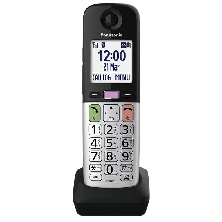 Panasonic Twin Handset Cordless Phone with Large Buttons and Answering System - Black, , hi-res