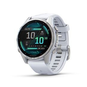 Garmin Fenix 8 43mm Glass AMOLED - Bare Stainless Steel with Whitestone Band