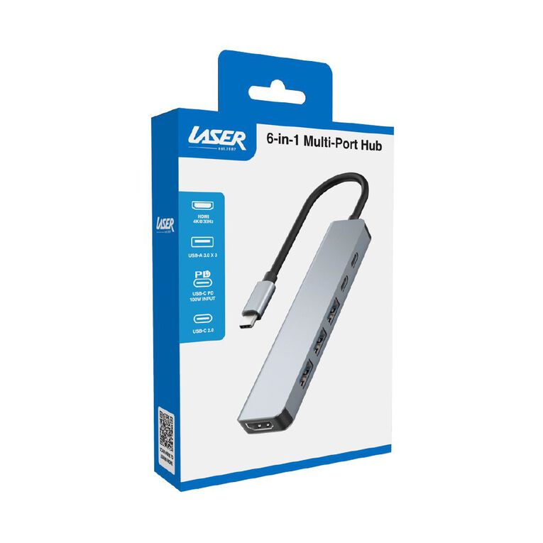 Laser USB-C to 6 Port USB and HDMI Hub, , hi-res