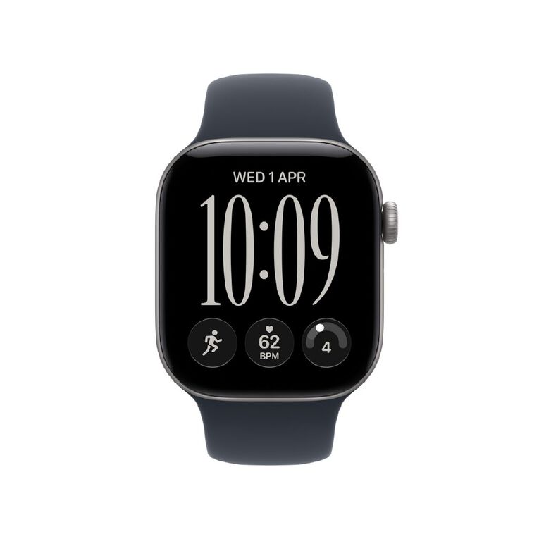 Apple Watch Series 12 GPS 42mm Space Grey Aluminium Case with Navy Blue Sport Band M/L, , hi-res