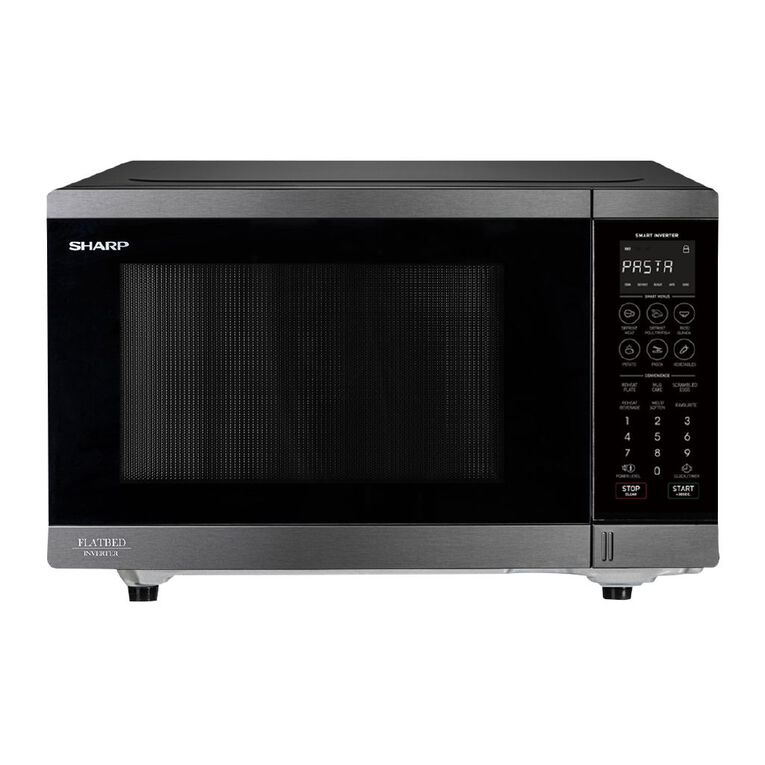 Sharp 30L Flatbed Inverter Microwave Black Stainless Noel Leeming