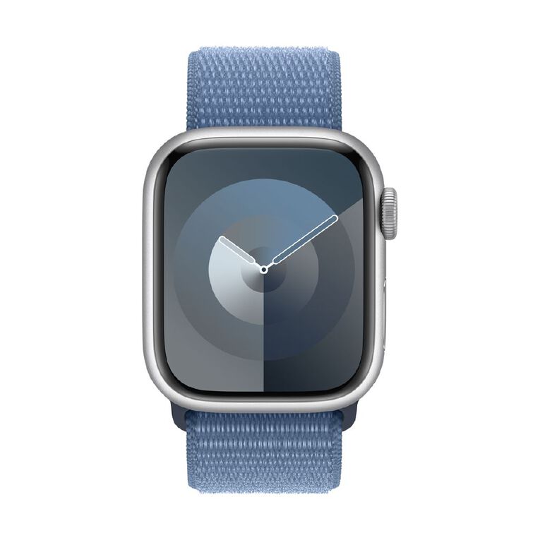 Apple Watch S9 GPS 41mm Silver Aluminium Case with Winter Blue Sport Loop, , hi-res