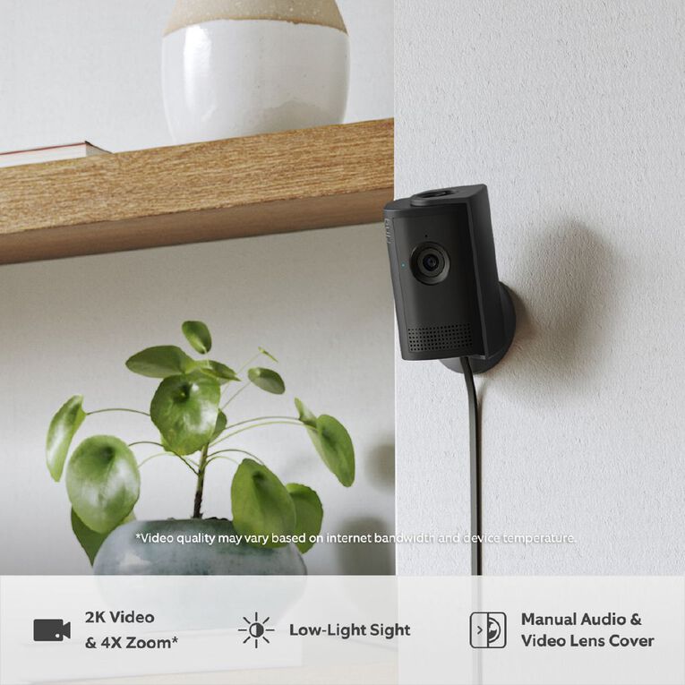 Ring Indoor Camera Plus 2K Security Camera Plug-In Black, , hi-res