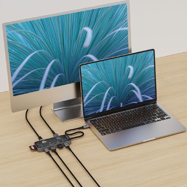 Bonelk Vision Long-Life USB-C to 8-in-1 Multiport Hub - Space Grey/Clear, , hi-res