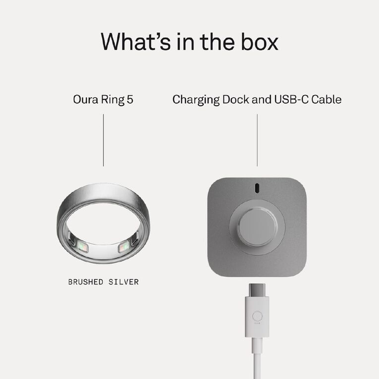 Oura Ring 5 Brushed Silver - Size 9, , hi-res
