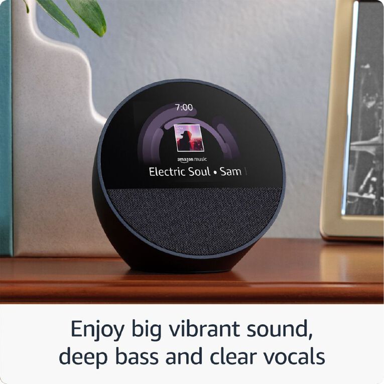 Amazon Echo Spot 2024 Smart Alarm Clock With Vibrant Sound plus Alexa - Glacier White, , hi-res