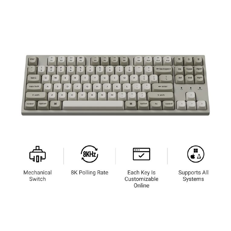 Keychron C1 Pro 8K QMK Wired Custom Mechanical Keyboard, RGB Backlight (Hot-Swappable) - Brown Super Switch, , hi-res