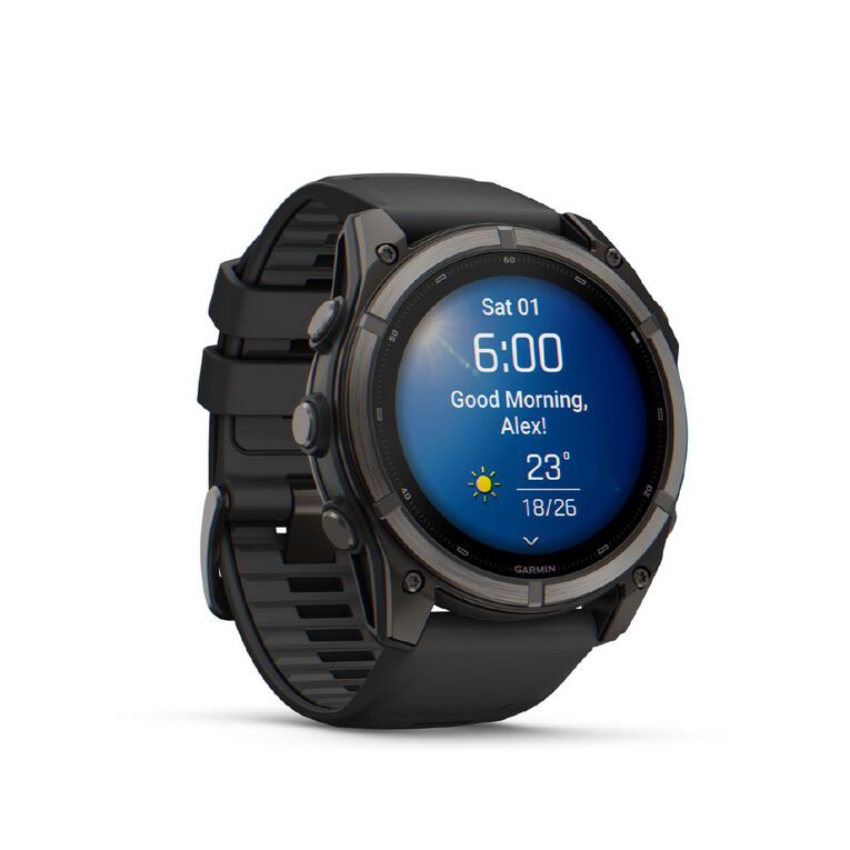 Garmin Fenix 9, 51mm, Carbon Grey DLC Titanium With Black Silicone Band, , hi-res