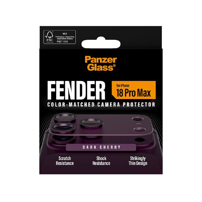 PanzerGlass Fender Camera Lens Protector for iPhone 18 Pro Max - Burgundy, , hi-res