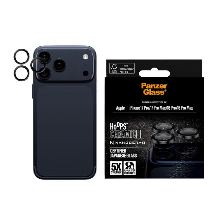 PanzerGlass Hoops Ceramic Camera Lens Protector for iPhone 17 Pro / 17 Pro Max / 16 Pro / 16 Pro Max, , hi-res