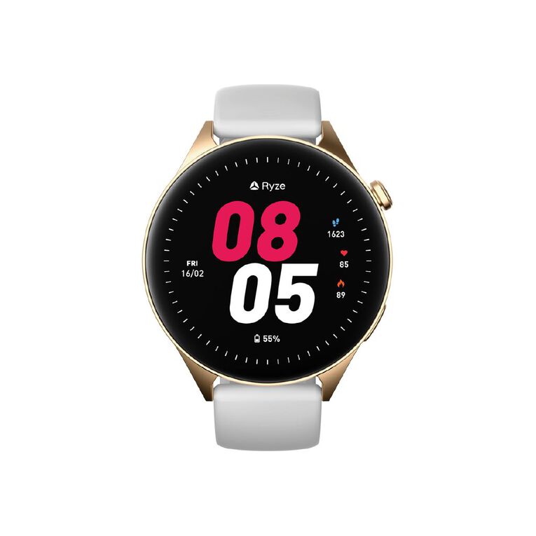Ryze Wave Smart Watch With MP3 Storage (Pink + White), , hi-res