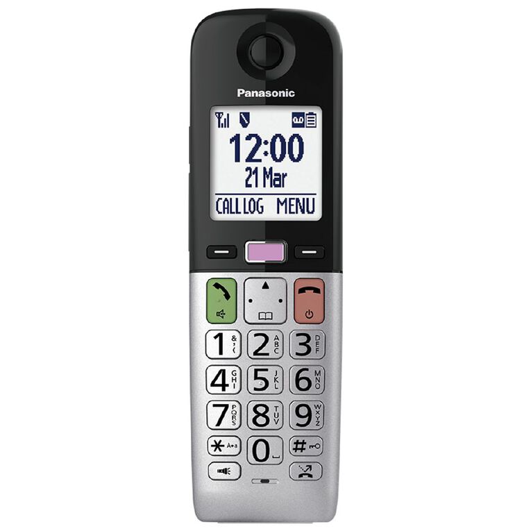 Panasonic Twin Handset Cordless Phone with Large Buttons and Answering System - Black, , hi-res
