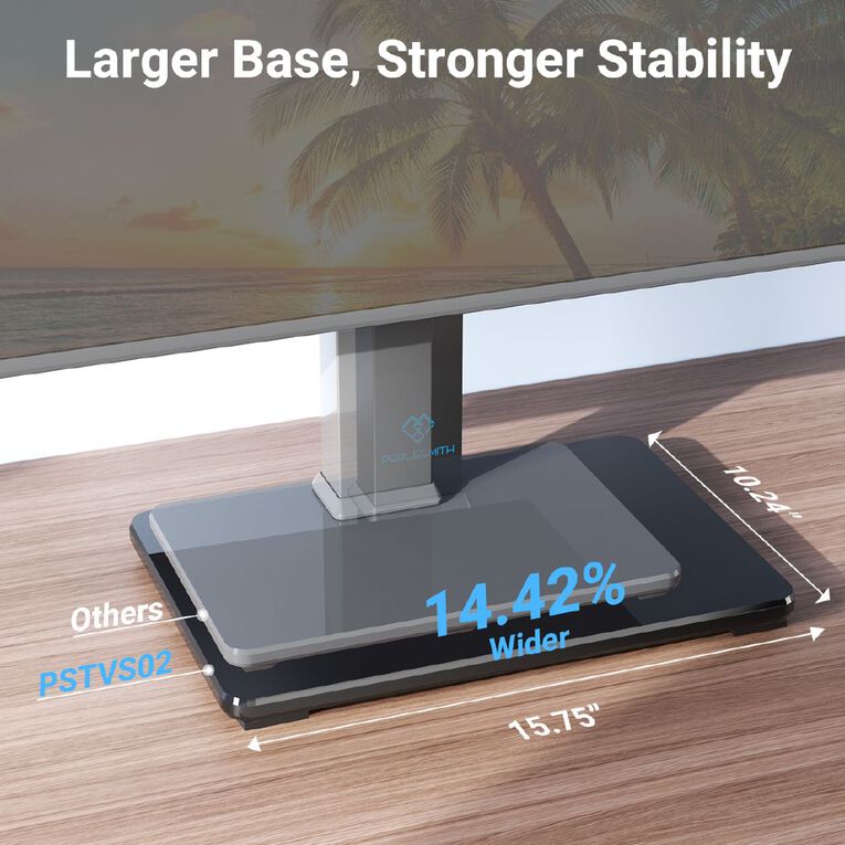 Perlesmith Universal Swivel Tabletop TV Stand for 37"-80" TVs, , hi-res