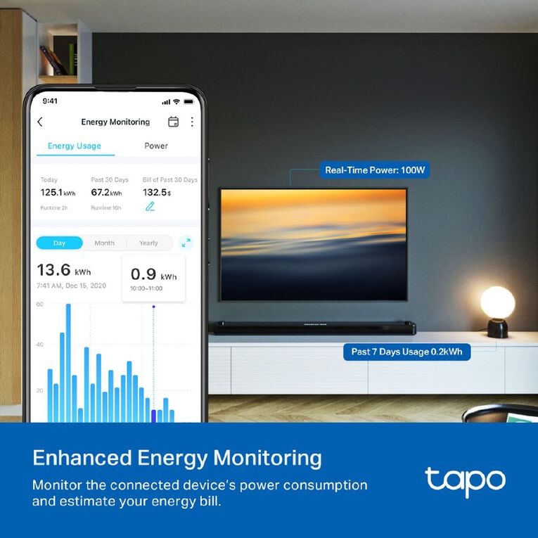 TP-Link Tapo P110M Mini Smart Wifi Plug Energy Monitoring Matter 2 Pack, , hi-res